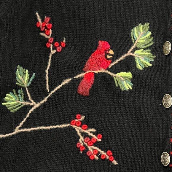 Coldwater Creek Cardinals Black Knit Cardigan Size XL - Picture 5 of 14